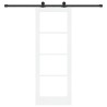 Porte Coulissante avec Kit de Quincaillerie 'ORKDAL'Bois Massif Blanc & Verre 