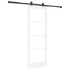 Porte Coulissante avec Kit de Quincaillerie 'ORKDAL'Bois Massif Blanc & Verre 