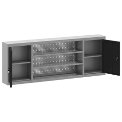 Armoire à outils murale avec panneau perforé Noir 150x20x55 cm Acier 