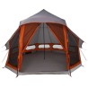 Tente familiale tipi grise et orange pour 6 personnes, imperméable. 