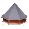 Tente familiale tipi grise et orange pour 6 personnes, imperméable. 