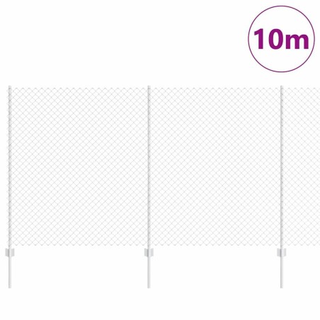 Clôture en Maillon de Chaîne avec 20 Poteaux U Argent 1.4x10 m Acier 