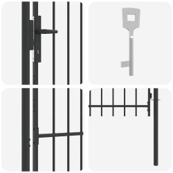 Porte de Clôture Gris 100 x 150 cm Acier revêtu de poudre 