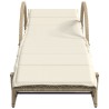 Chaise longue avec coussin beige 60x199x42 cm résine tressée 