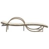 Chaise longue avec coussin beige 60x199x42 cm résine tressée 