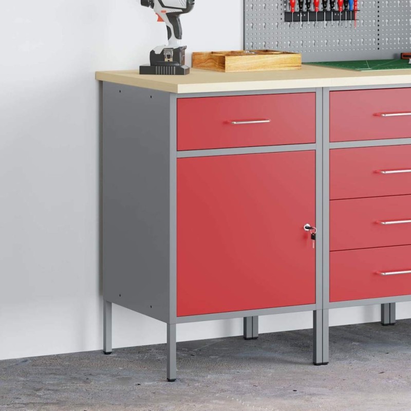 Cabinet de travail Rouge 50x55x84 cm Acier 