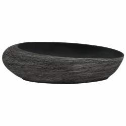 Vasque à poser gris et noir ovale 59x40x14 cm céramique 