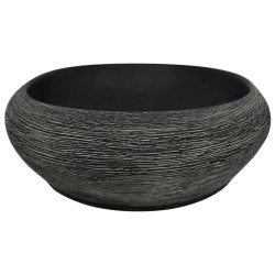Vasque à poser gris et noir ovale 59x40x14 cm céramique 
