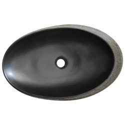 Vasque à poser gris et noir ovale 59x40x14 cm céramique 
