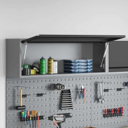 Armoire à outils avec porte à gaz Noir 100x25x35 cm 