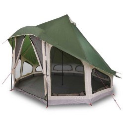 Tente de famille Tipi verte pour 6 personnes, imperméable. 