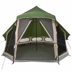 Tente de famille Tipi verte pour 6 personnes, imperméable. 