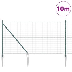 Clôture Euro avec 7 poteaux à piquets de 1,4 x 10 m en acier galvanisé vert 