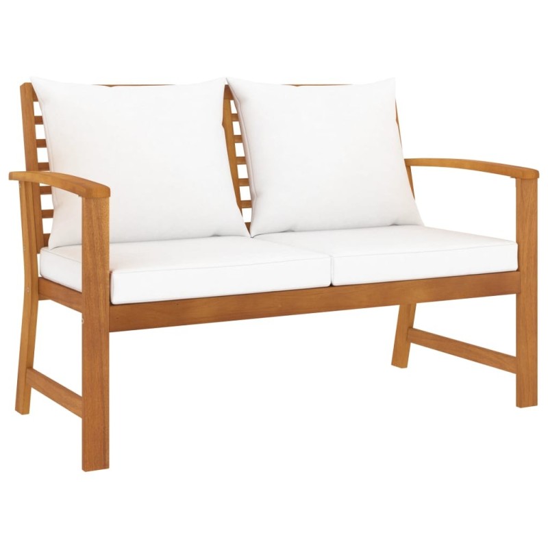 Banc de jardin avec coussin crème 120 cm Bois solide d'acacia 