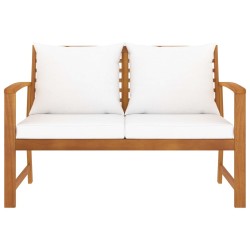 Banc de jardin avec coussin crème 120 cm Bois solide d'acacia 