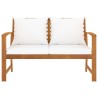 Banc de jardin avec coussin crème 120 cm Bois solide d'acacia 