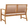 Banc de jardin avec coussin crème 120 cm Bois solide d'acacia 