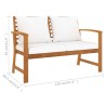 Banc de jardin avec coussin crème 120 cm Bois solide d'acacia 