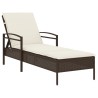 Chaise longue avec coussin marron 63x200x81 cm résine tressée 