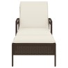 Chaise longue avec coussin marron 63x200x81 cm résine tressée 