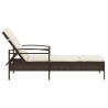 Chaise longue avec coussin marron 63x200x81 cm résine tressée 