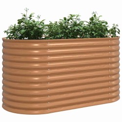 Jardin surélevé marron avec aspect bois 160x80x81 cm en acier 