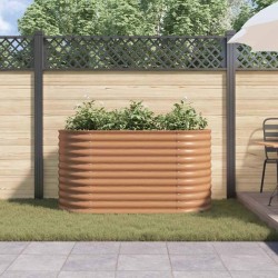 Jardin surélevé marron avec aspect bois 160x80x81 cm en acier 