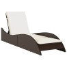 Chaise longue avec coussin marron 60x205x73 cm résine tressée 