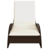 Chaise longue avec coussin marron 60x205x73 cm résine tressée 