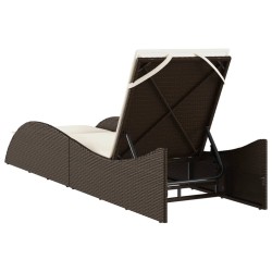 Chaise longue avec coussin marron 60x205x73 cm résine tressée 