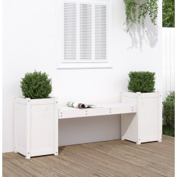 Banc avec jardinières blanc 180x36x63 cm bois massif de pin 