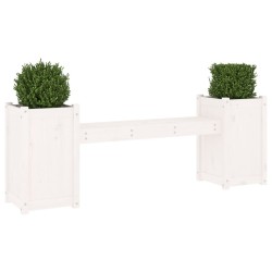 Banc avec jardinières blanc 180x36x63 cm bois massif de pin 