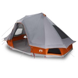Tente Tipi Grise et Orange Imperméable pour 6 Personnes. 