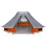 Tente Tipi Grise et Orange Imperméable pour 6 Personnes. 