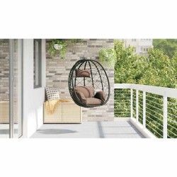 Chaise œuf suspendue panier sans support café en poly rattan 
