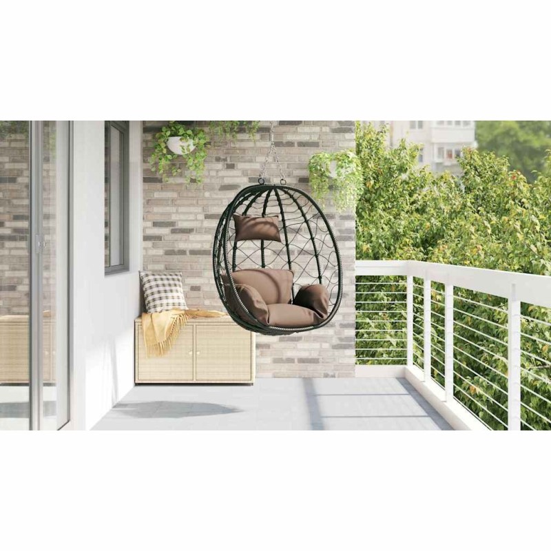 Chaise œuf suspendue panier sans support café en poly rattan 
