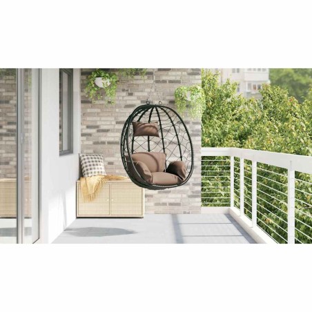 Chaise œuf suspendue panier sans support café en poly rattan 