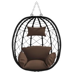 Chaise œuf suspendue panier sans support café en poly rattan 