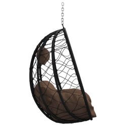 Chaise œuf suspendue panier sans support café en poly rattan 