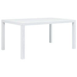 Table de jardin Blanc 150x90x72 cm Plastique Aspect de rotin 