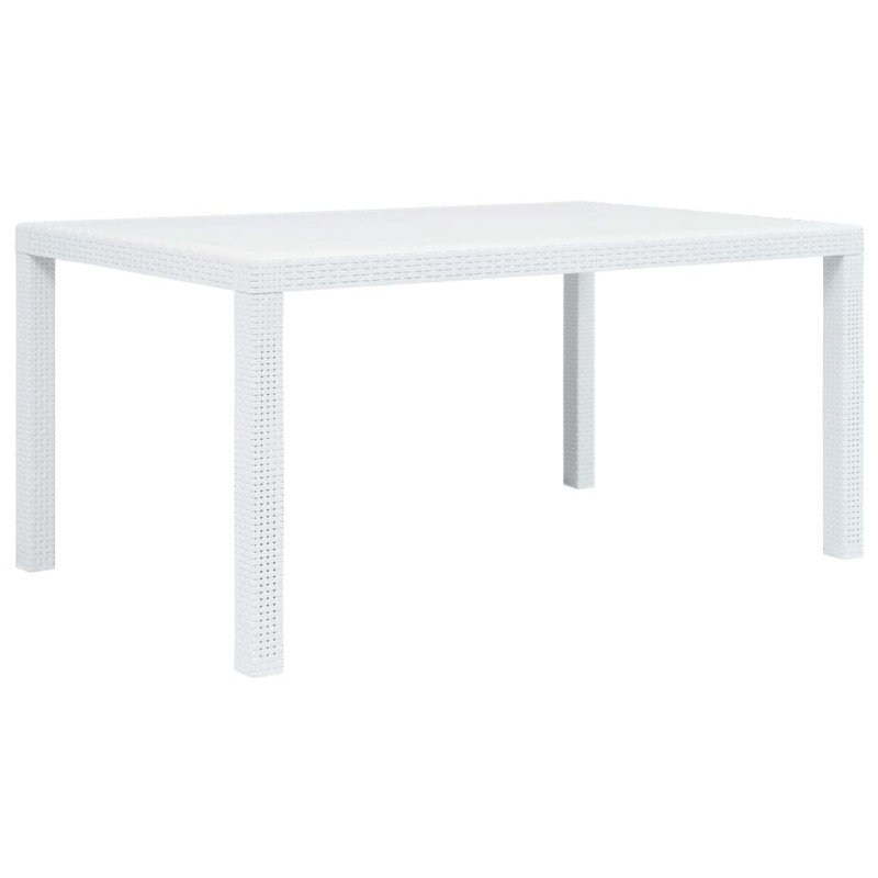 Table de jardin Blanc 150x90x72 cm Plastique Aspect de rotin Table de jardin Blanc 150x90x72 cm Plastique Aspect de rotin
