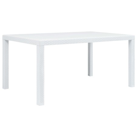 Table de jardin Blanc 150x90x72 cm Plastique Aspect de rotin 