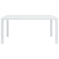 Table de jardin Blanc 150x90x72 cm Plastique Aspect de rotin 