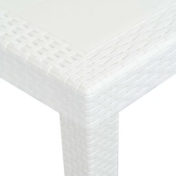 Table de jardin Blanc 150x90x72 cm Plastique Aspect de rotin 