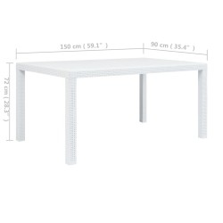 Table de jardin Blanc 150x90x72 cm Plastique Aspect de rotin 