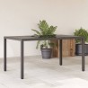 Table de jardin dessus en verre Noir 150x90x75cm Résine tressée 