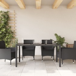 Table de jardin dessus en verre Noir 150x90x75cm Résine tressée 