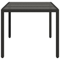 Table de jardin dessus en verre Noir 150x90x75cm Résine tressée 