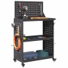 Chariot à outils avec étagère avec roue avec stockage Noir 65 x 35 x 111 cm Métal 
