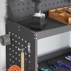 Chariot à outils avec étagère avec roue avec stockage Noir 65 x 35 x 111 cm Métal 